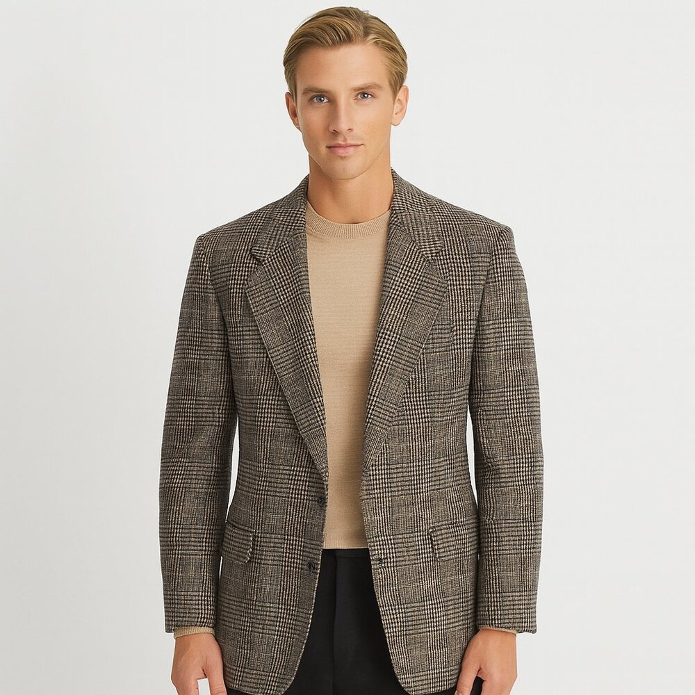 Men's Glen Plaid Wool-Blend Sport Coat in Brown